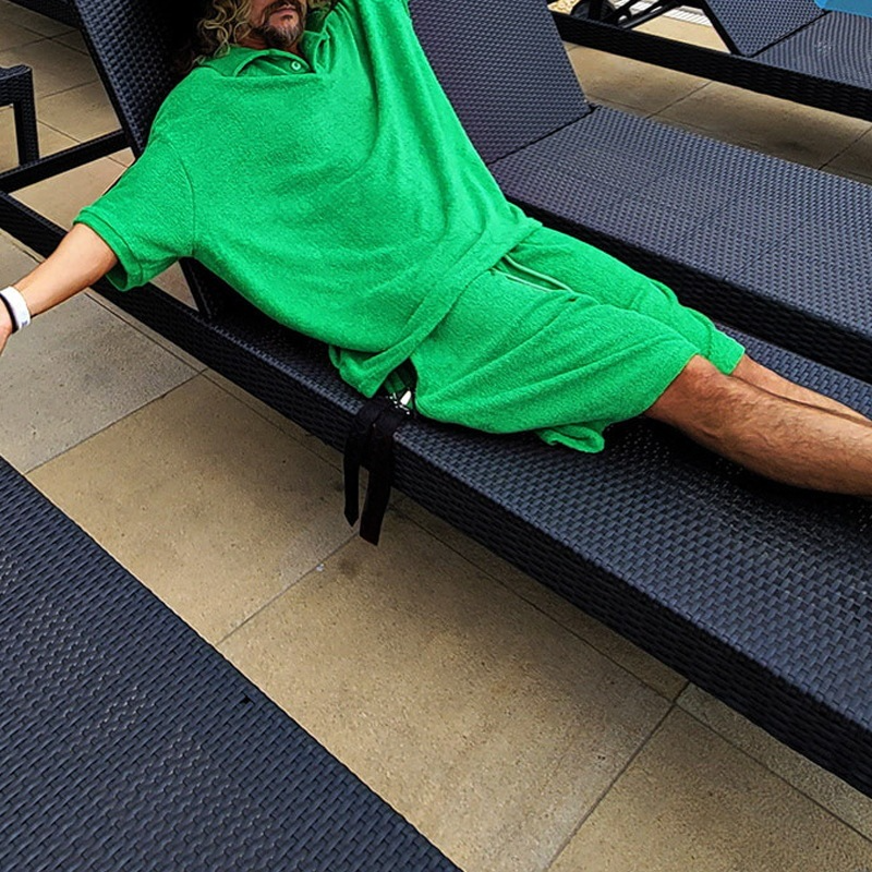 Men's Casual Towel Fabric Cozy Casual Two-piece Suit