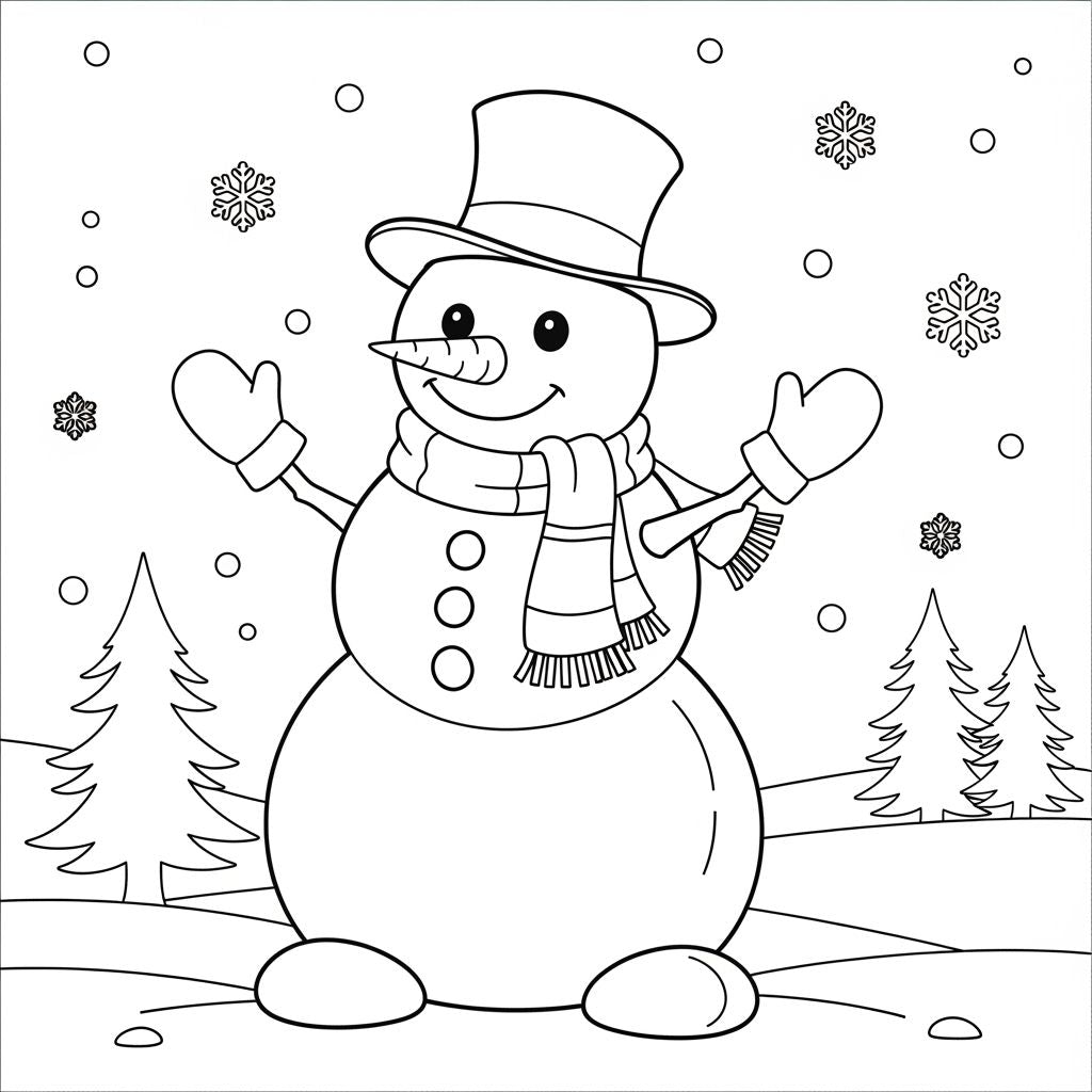 Snowman coloring page print
