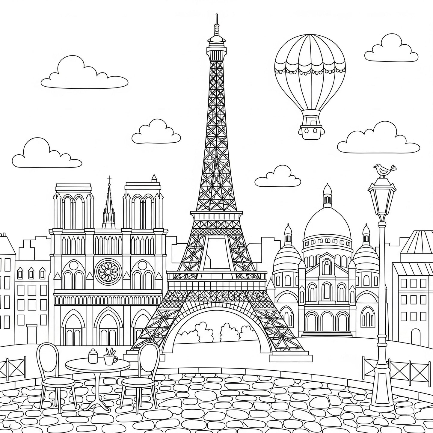 Paris Eiffel Tower coloring page print