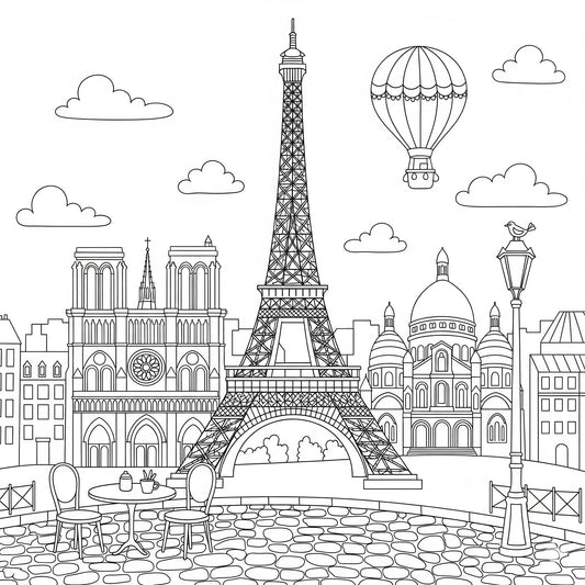 Paris Eiffel Tower coloring page print