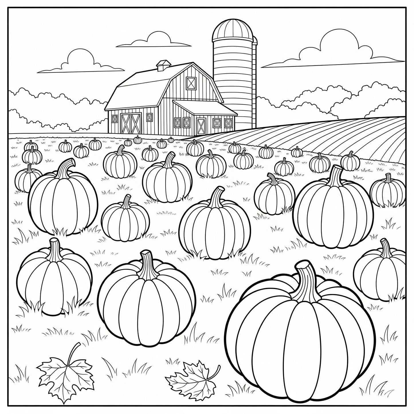 Fall pumpkins coloring page print