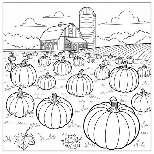 Fall pumpkins coloring page print